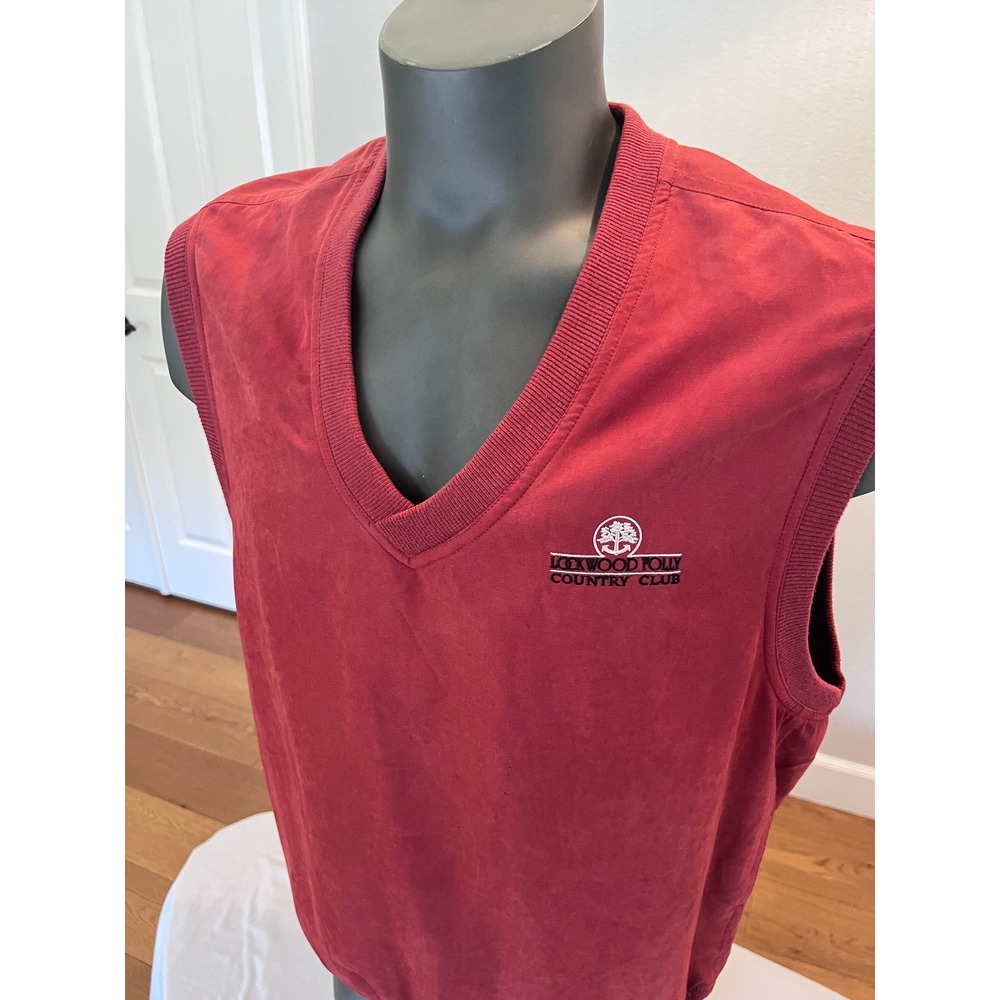Men's Red Golf Vest Lockwood Folly Country Club Monterey Club V Neck Large